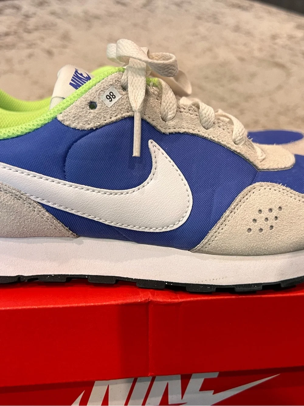 Nike Women’s Blue and Neon Green Retro Sneakers -Fit like women’s 8.